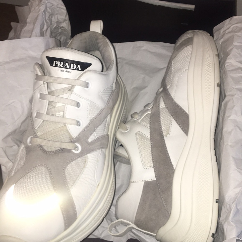 Prada Suede and Leather Chunky Sneaker Reflective
